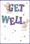 Cheerful and full of gentle optimism, this get well card is as delightful as a bouquet arriving at your Camden doorstep. Two adorable characters-a fuzzy teddy bear and an eager puppy-joyfully balance the large, colourful letters spelling out 'Get Well', their faces glowing with comfort and goodwill. The text's indigo and teal shades pop against a creamy white background, radiating gentle vibrancy and echoing the eclectic hues often seen in Camden markets. Star motifs, painted in varying purples and blues, add a whimsical sparkle throughout the scene-like well-wishes drifting over the rooftops of Chalk Farm. The bear's fur looks plush and welcoming, while the puppy's ears nearly wiggle with warmth, offering a sense of tactile closeness. This card goes beyond words, carrying a dose of kindness and hope ideal for someone convalescing or needing encouragement in the bustle of Camden Town. Like a thoughtfully created bouquet, it is a tangible gesture of care, capturing the neighborhood's unique blend of vibrancy and heartfelt community.